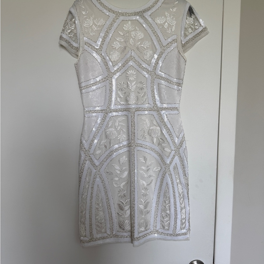 Lulu's White Embellished Beaded Mini Dress